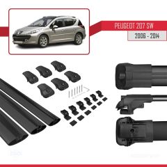 Peugeot 207 SW 2006-2014 Arası ile uyumlu ACE-1 Ara Atkı Tavan Barı SİYAH 3 ADET BAR