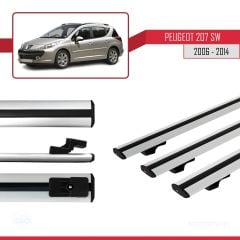 Peugeot 207 SW 2006-2014 Arası ile uyumlu Basic Model Ara Atkı Tavan Barı GRİ 3 ADET