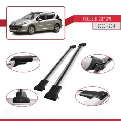 Peugeot 207 SW 2006-2014 Arası ile Uyumlu FLY Model Ara Atkı Tavan Barı GRİ