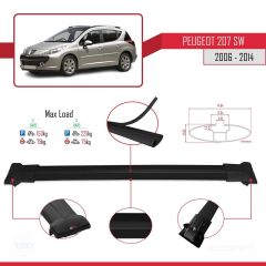 Peugeot 207 SW 2006-2014 Arası ile Uyumlu FLY Model Ara Atkı Tavan Barı SİYAH