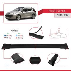 Peugeot 207 SW 2006-2014 Arası ile Uyumlu FLY Model Ara Atkı Tavan Barı SİYAH 3 ADET BAR