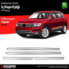 Volkswagen Tiguan Uyumlu Krom İç Kapı Eşiği 4 Parça. 2016 Üzeri