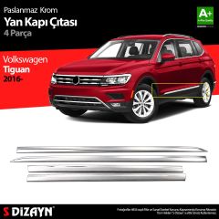 Volkswagen Tiguan Uyumlu Krom Yan Kapı Çıtası 4 Parça. 2016 Üzeri