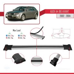 Audi A4 (B6) AVANT 2002-2004 Arası ile Uyumlu FLY Model Ara Atkı Tavan Barı GRİ 3 ADET BAR