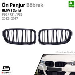 S-Dizayn Bmw 3 Serisi F30/F31/F35 Ön Panjur Böbrek Parlak Siyah Piano Black M3 Model 2012-2017