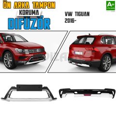 S-Dizayn Tiguan 2 Ön ve Arka Tampon Koruma Difüzör Seti 2016 Üzeri A+ Kalite