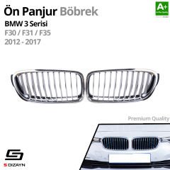 S-Dizayn Bmw 3 Serisi F30/F31/F35 Ön Panjur Böbrek Parlak Krom Düz Model 2012-2017