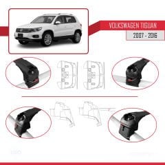 Volkswagen Tiguan 2007-2016 Arası ile uyumlu ACE-2 Ara Atkı Tavan Barı SİYAH