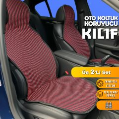 Opel Corsa F Uyumlu Koltuk Kılıfı Minder Çizgili Siyah Kırmızı 2+1 Ön Arka Set
