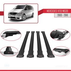 Mercedes Vito (W639) 2003-2010 Arası ile uyumlu FLY Model Ara Atkı Tavan Barı SİYAH 4 ADET BAR