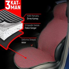 Opel Vectra A Uyumlu Koltuk Kılıfı Minder Çizgili Siyah Kırmızı 2+1 Ön Arka Set