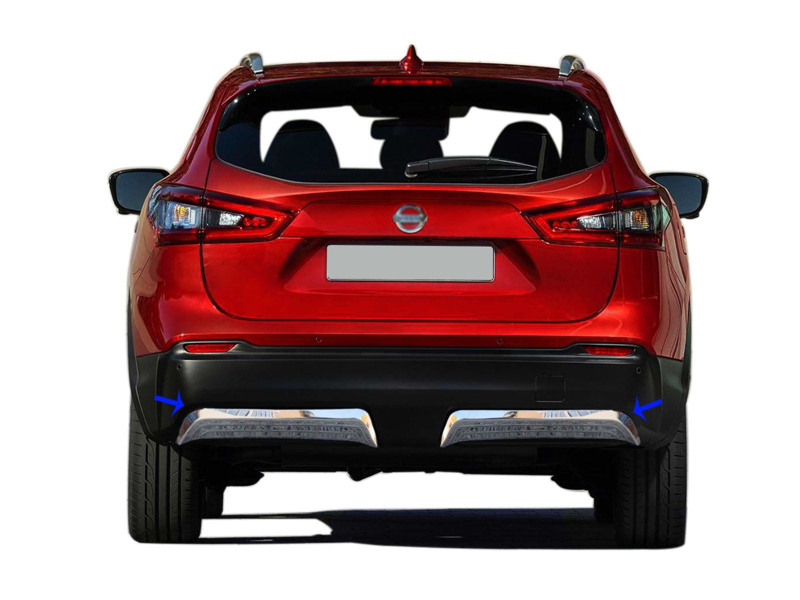 Nissan Qashqai Uyumlu Krom Arka Difüzör 2 Parça. 2017-2021