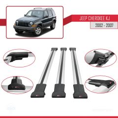 Jeep Cherokee (KJ) 2002-2007 Arası ile Uyumlu FLY Model Ara Atkı Tavan Barı GRİ 3 ADET BAR