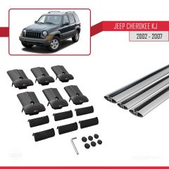 Jeep Cherokee (KJ) 2002-2007 Arası ile Uyumlu FLY Model Ara Atkı Tavan Barı GRİ 3 ADET BAR