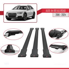 Audi A4 (B9) ALLROAD 2016 ve Sonrası ile Uyumlu FLY Model Ara Atkı Tavan Barı SİYAH 3 ADET BAR