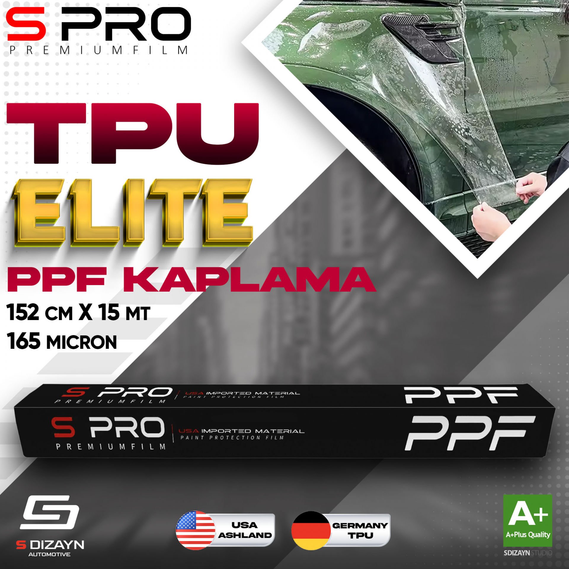 S Pro PPF Boya Koruma Filmi TPU Elite 165mic 152cm/15mt