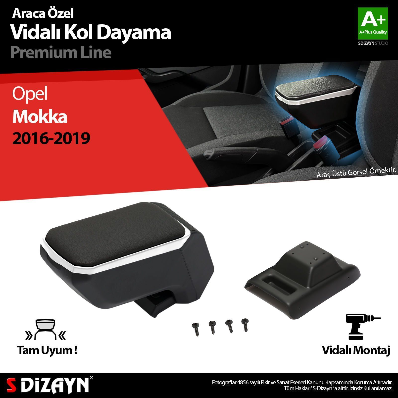 Opel Mokka Uyumlu ABS Vidalı Kol Dayama Kolçak Gri 2016-2019 A+Kalite Parça