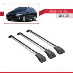 Peugeot 407 ESTATE 2005-2011 Arası ile uyumlu ACE-1 Ara Atkı Tavan Barı GRİ 3 ADET BAR