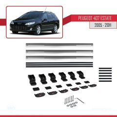 Peugeot 407 ESTATE 2005-2011 Arası ile uyumlu Basic Model Ara Atkı Tavan Barı GRİ 3 ADET