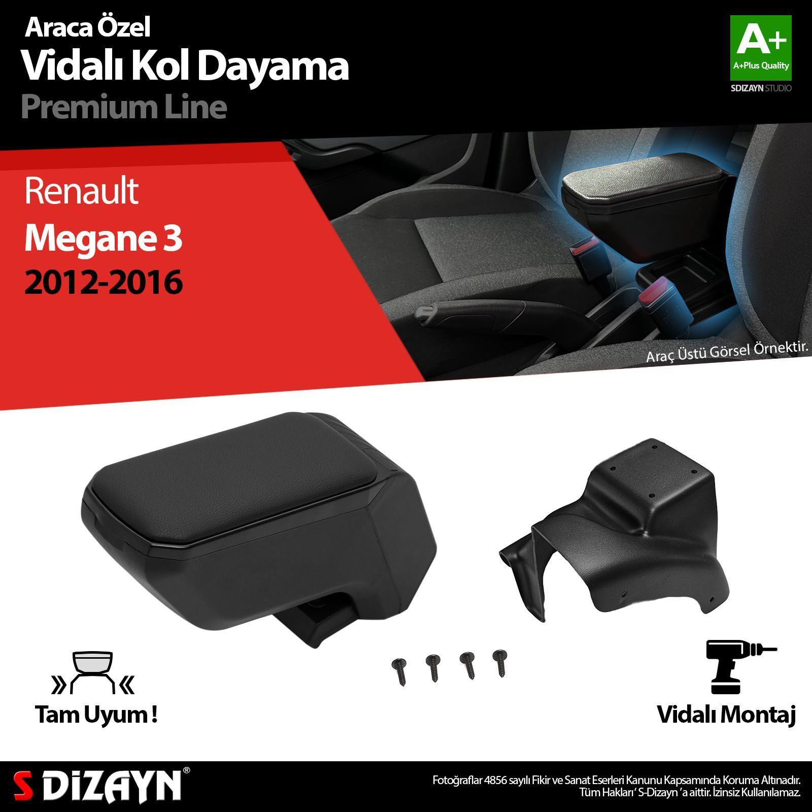 mlu 3 ABS Vidalı Kol Dayama Kolçak Siyah 2012-2016 A+Kalite Parça