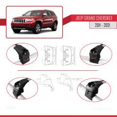 Jeep Grand Cherokee (WK2) 2011-2021 Arası ile uyumlu ACE-2 Ara Atkı Tavan Barı GRİ