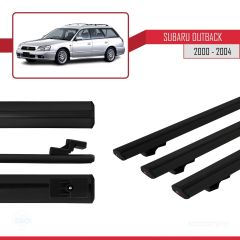 Subaru Outback 2000-2004 Arası ile uyumlu Basic Model Ara Atkı Tavan Barı SİYAH 3 ADET