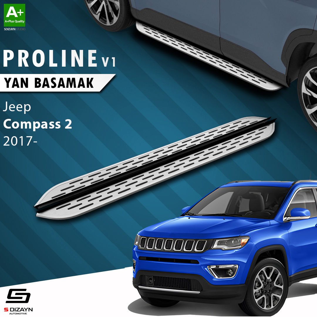 S-Dizayn Jeep Compass 2 OEM Still Pro V1 Aluminyum Yan Basamak 173 Cm 2017 Üzeri