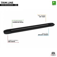 Renault Traffic Uyumlu 2 Kısa Şase Trimline Siyah Yan Basamak 230 Cm 2001-2014