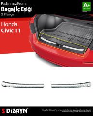 S-Dizayn Honda Civic 11 Krom Bagaj İç Eşiği 2 Parça 2021 Üzeri