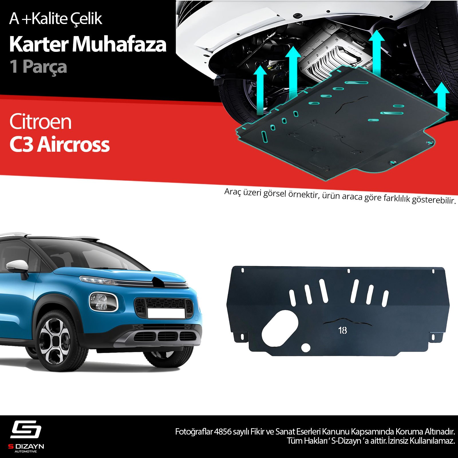 S-Dizayn Citroen C3 Air Cross Çelik Karter Muhafaza 2017 Üzeri A+ Kalite