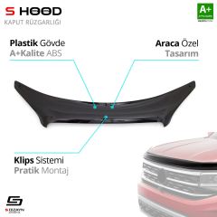 S-Dizayn Fiat Uyumlu Doblo ABS Plastik Kaput Rüzgarlığı 2006-2011 A+Kalite Parça