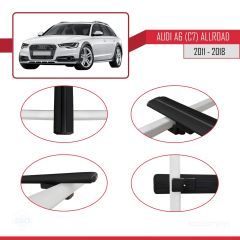 Audi A6 (C7) Allroad 2011-2018 Arası ile uyumlu Basic Model Ara Atkı Tavan Barı SİYAH 3 ADET