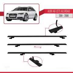 Audi A6 (C7) Allroad 2011-2018 Arası ile uyumlu Basic Model Ara Atkı Tavan Barı SİYAH 3 ADET