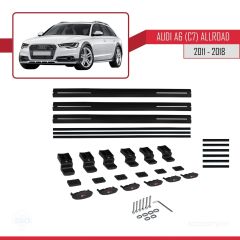 Audi A6 (C7) Allroad 2011-2018 Arası ile uyumlu Basic Model Ara Atkı Tavan Barı SİYAH 3 ADET