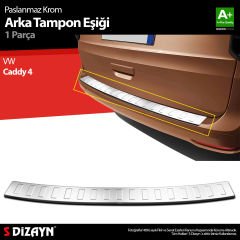 S-Dizayn VW Caddy 4 Krom Arka Tampon Eşiği 2021 Üzeri