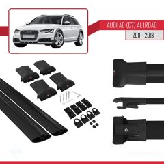 Audi A6 (C7) Allroad 2011-2018 Arası ile uyumlu FLY Model Ara Atkı Tavan Barı SİYAH