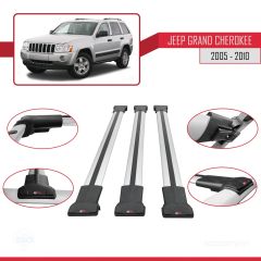 Jeep Grand Cherokee 2005-2010 Arası ile Uyumlu FLY Model Ara Atkı Tavan Barı GRİ 3 ADET BAR