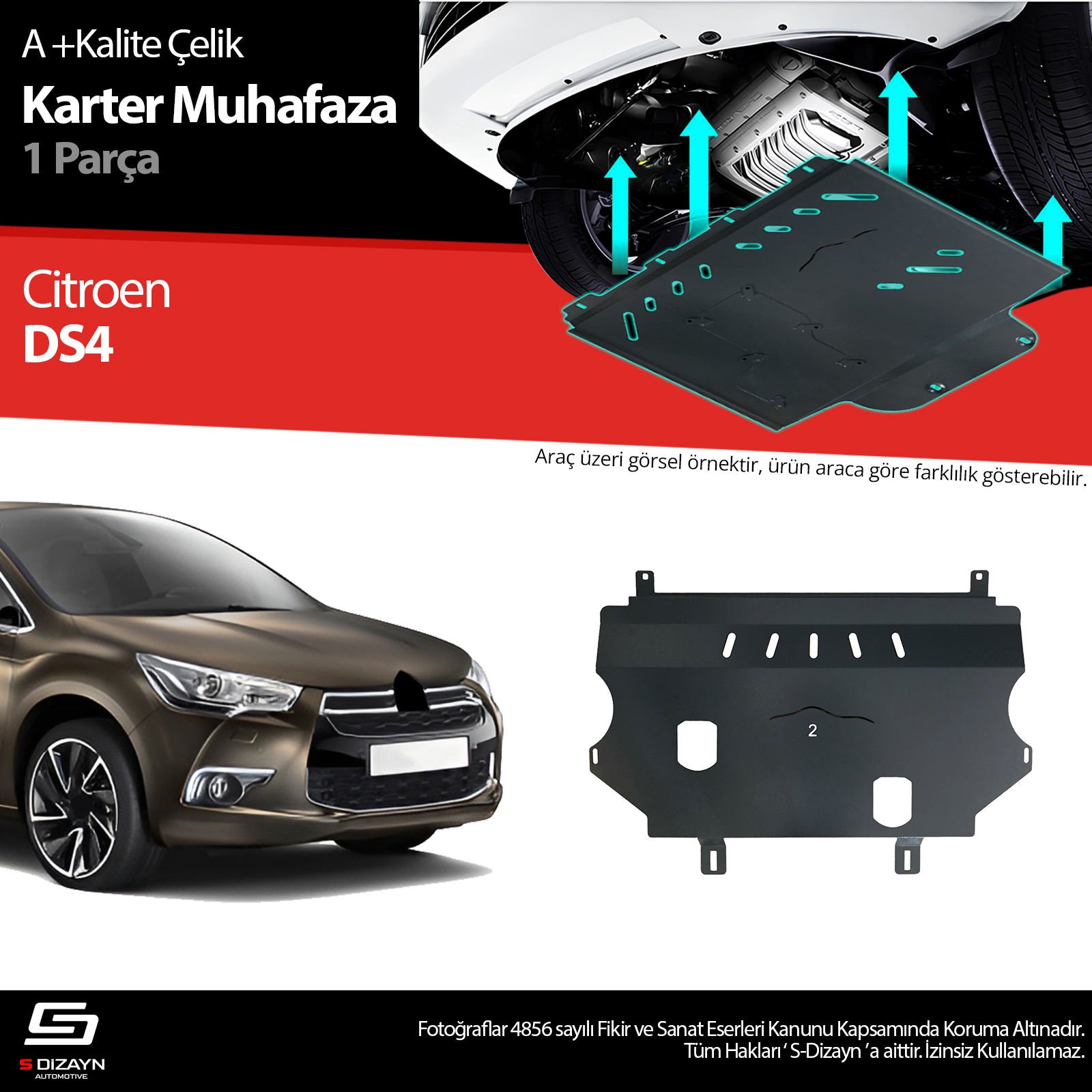 S-Dizayn Citroen DS4 Çelik Karter Muhafaza 2010-2021 A+ Kalite