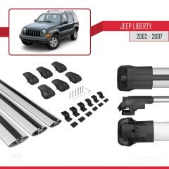 Jeep Liberty 2002-2007 Arası ile uyumlu ACE-1 Ara Atkı Tavan Barı GRİ 3 ADET BAR