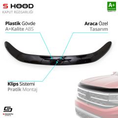 S-Dizayn Ford Uyumlu Ranger ABS Plastik Kaput Rüzgarlığı 2011-2015 A+Kalite Parça