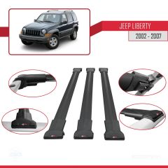 Jeep Liberty 2002-2007 Arası ile Uyumlu FLY Model Ara Atkı Tavan Barı SİYAH 3 ADET BAR