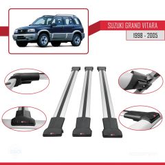 Suzuki Grand Vitara 1998-2005 Arası ile Uyumlu FLY Model Ara Atkı Tavan Barı GRİ 3 ADET BAR