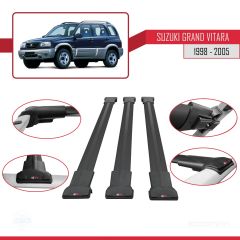 Suzuki Grand Vitara 1998-2005 Arası ile Uyumlu FLY Model Ara Atkı Tavan Barı SİYAH 3 ADET BAR