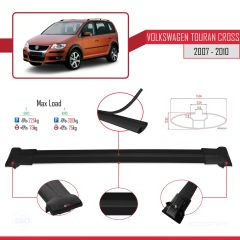 Volkswagen Touran CROSS 2007-2010 Arası ile Uyumlu FLY Model Ara Atkı Tavan Barı SİYAH 3 ADET BAR