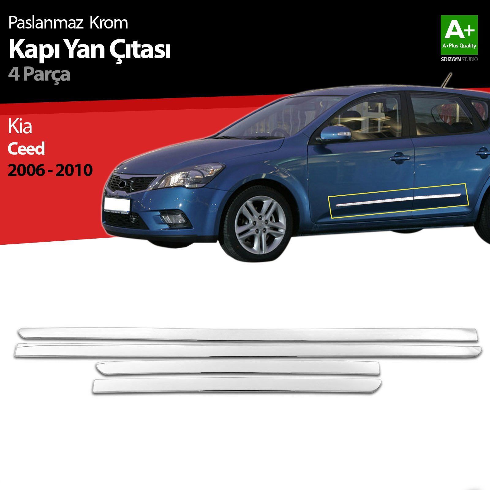 Kia Ceed Uyumlu Krom Kapı Yan Çıtası 2006-2010