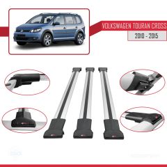 Volkswagen Touran CROSS 2010-2015 Arası ile Uyumlu FLY Model Ara Atkı Tavan Barı GRİ 3 ADET BAR