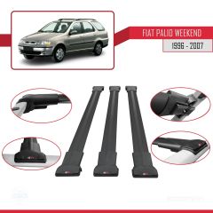 Fiat Palio WEEKEND 1996-2007 Arası ile Uyumlu FLY Model Ara Atkı Tavan Barı SİYAH 3 ADET BAR