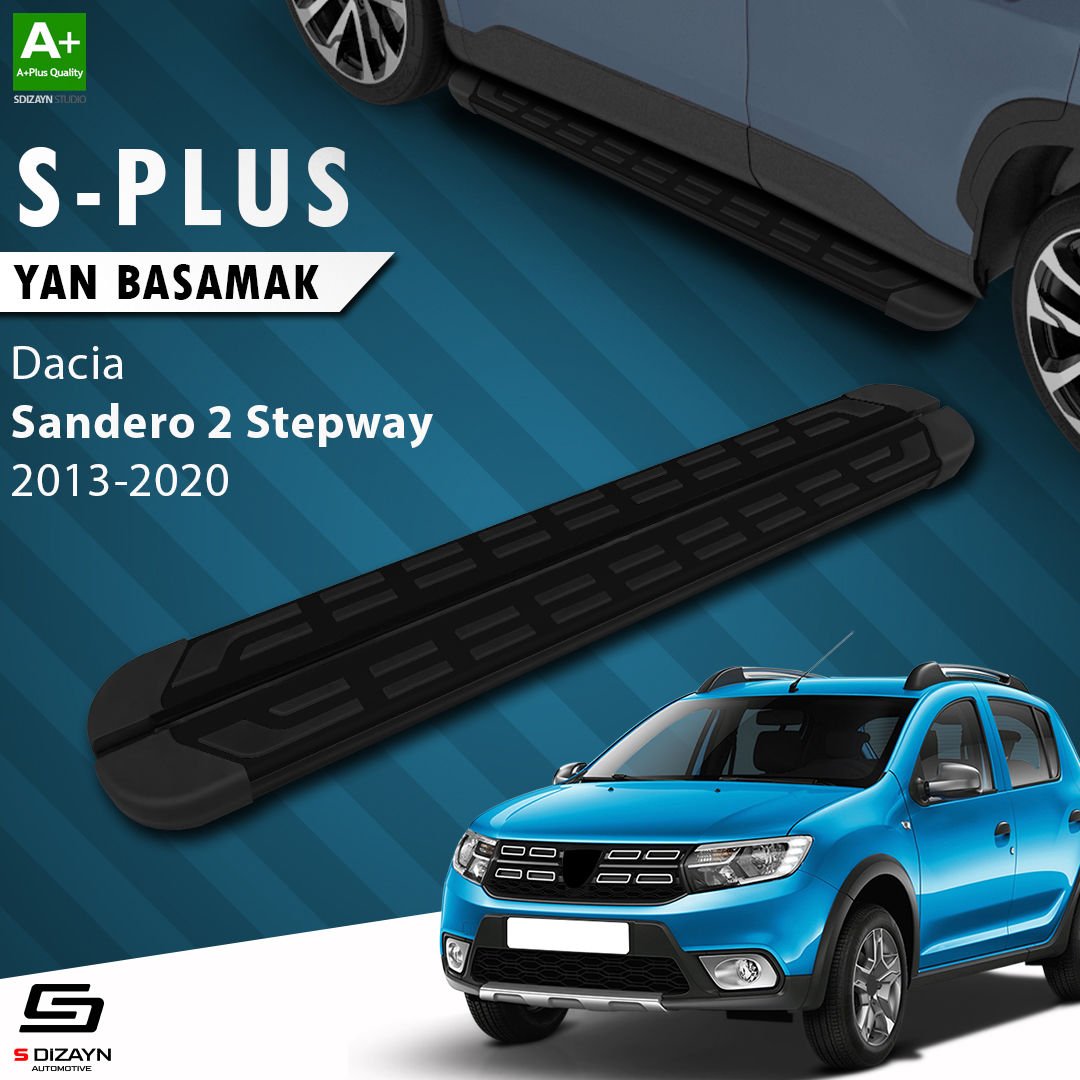 S-Dizayn Dacia Sandero 2 Stepway S-Plus Siyah Yan Basamak 173 Cm 2013-2020