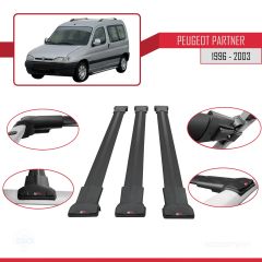 Peugeot Partner 1996-2003 Arası ile uyumlu FLY Model Ara Atkı Tavan Barı SİYAH 3 ADET BAR