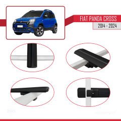 Fiat Panda Cross 2014 ve Sonrası ile uyumlu Basic Model Ara Atkı Tavan Barı SİYAH  3 ADET